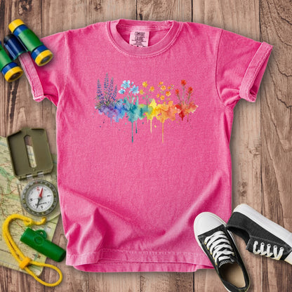 Watercolor Grand Canyon Wildflowers Kids Cotton T-Shirt