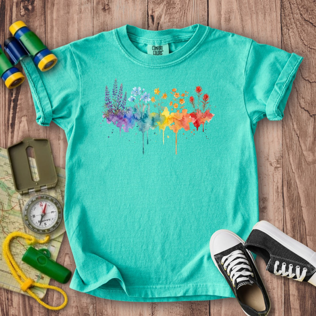 Watercolor Grand Canyon Wildflowers Kids Cotton T-Shirt