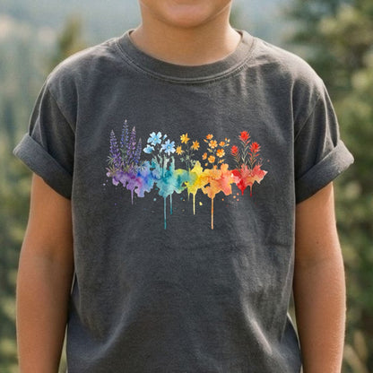 Watercolor Grand Canyon Wildflowers Kids Cotton T-Shirt