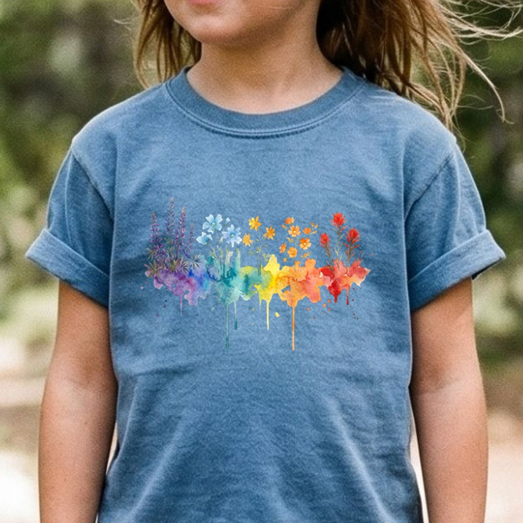 Watercolor Grand Canyon Wildflowers Kids Cotton T-Shirt