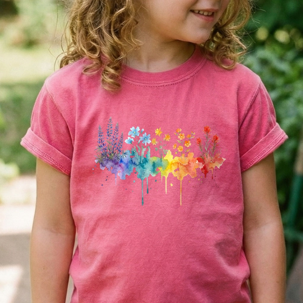 Watercolor Grand Canyon Wildflowers Kids Cotton T-Shirt