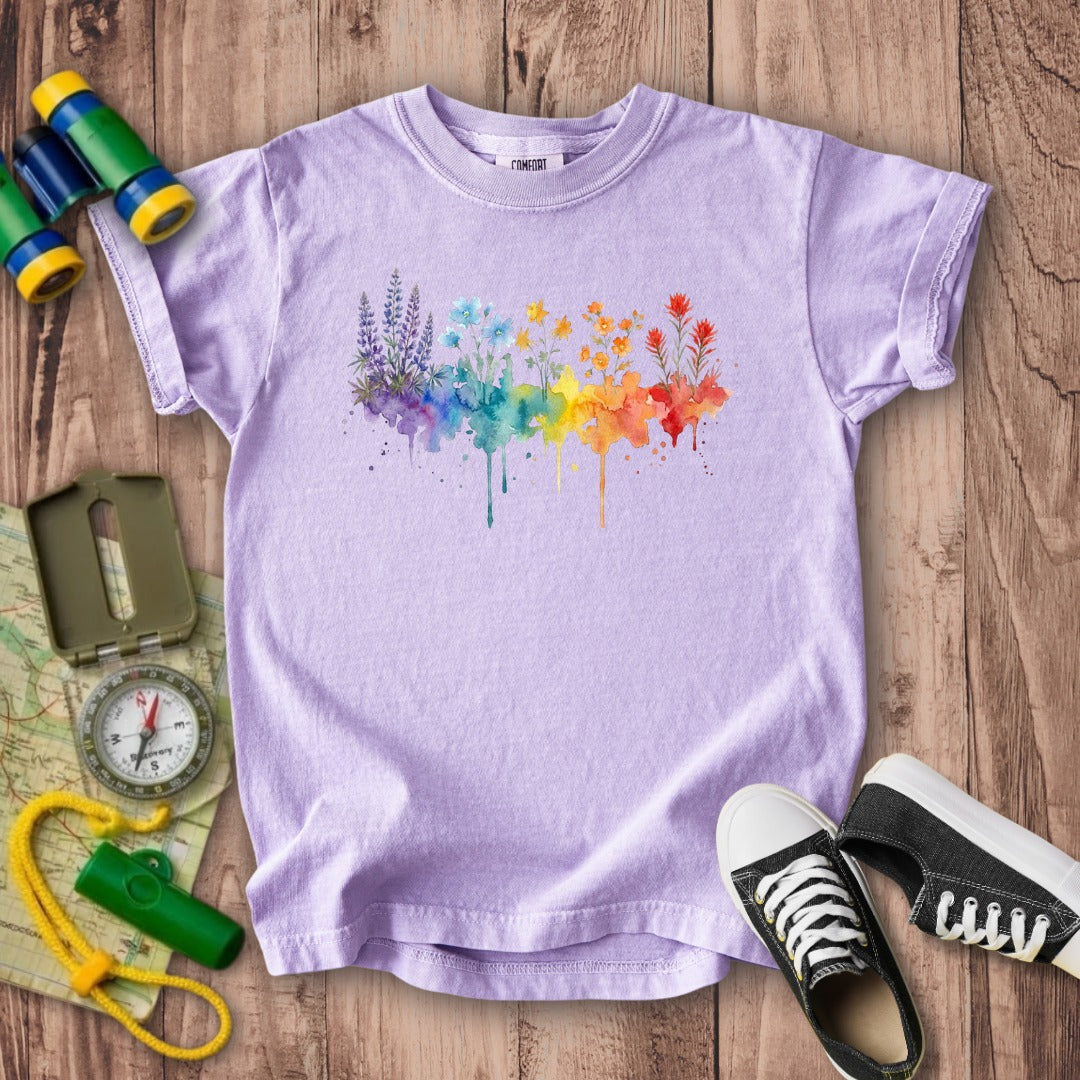 Watercolor Grand Canyon Wildflowers Kids Cotton T-Shirt