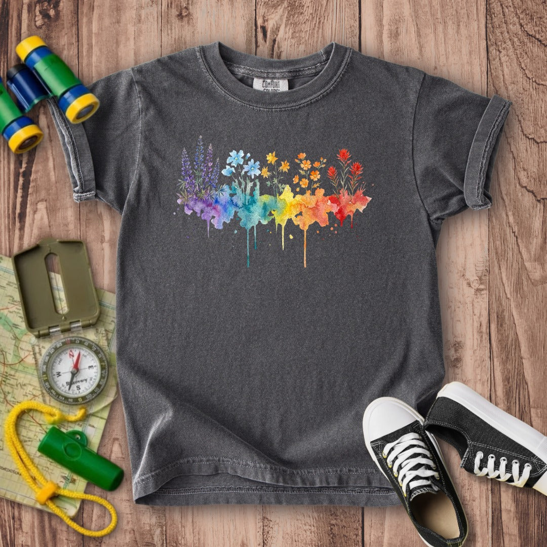 Watercolor Grand Canyon Wildflowers Kids Cotton T-Shirt