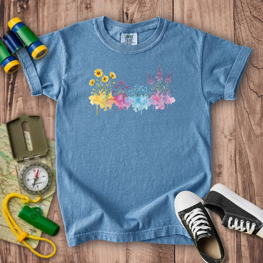Watercolor Great Sand Dunes Wildflowers Kids Cotton T-Shirt