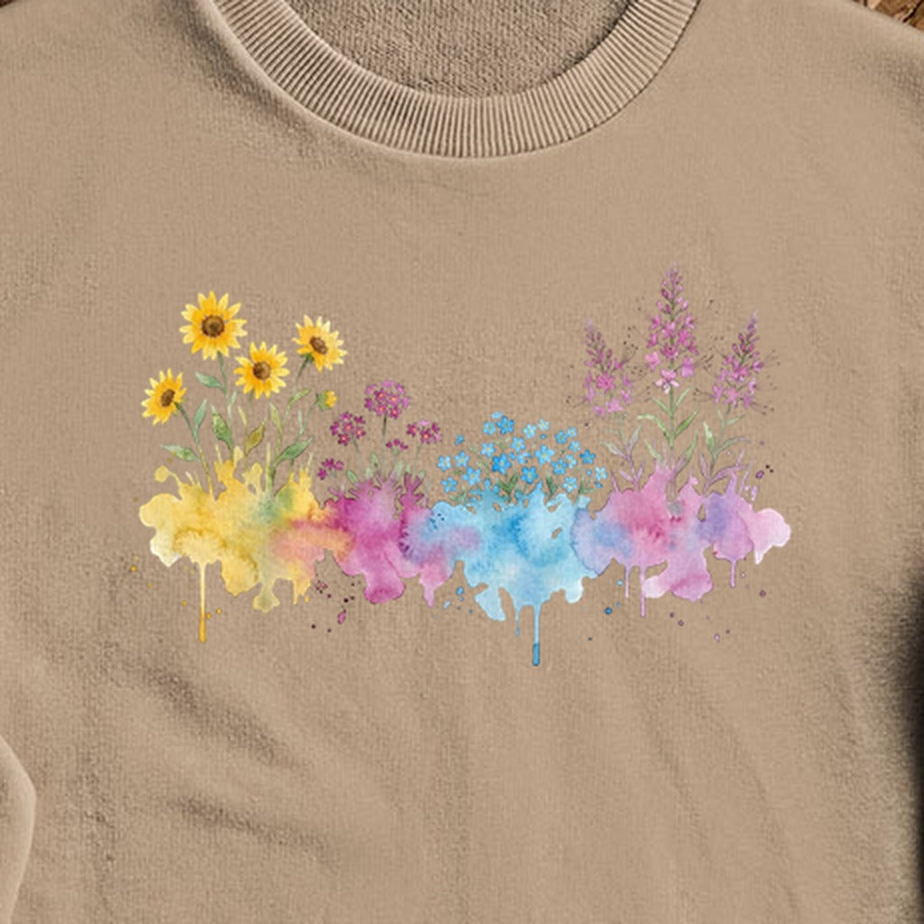 Watercolor Great Sand Dunes Wildflowers Crewneck Sweatshirt