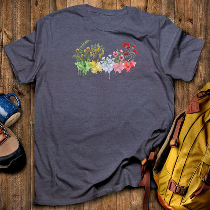 Watercolor Hawaii Volcanoes Wildflowers T-Shirt