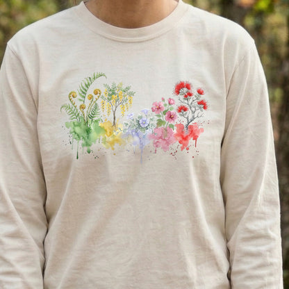 Watercolor Hawaii Volcanoes Wildflowers Premium Long Sleeve