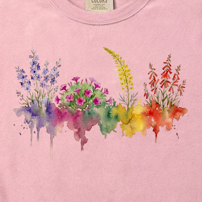 Watercolor Arches Wildflowers Cotton T-Shirt