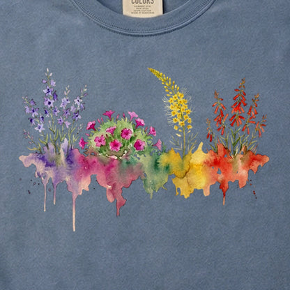 Watercolor Arches Wildflowers Cotton T-Shirt