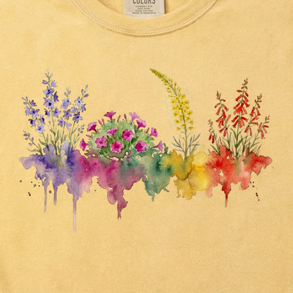 Watercolor Arches Wildflowers Cotton T-Shirt
