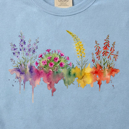 Watercolor Arches Wildflowers Cotton T-Shirt