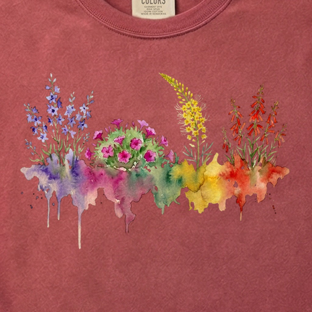 Watercolor Arches Wildflowers Cotton T-Shirt