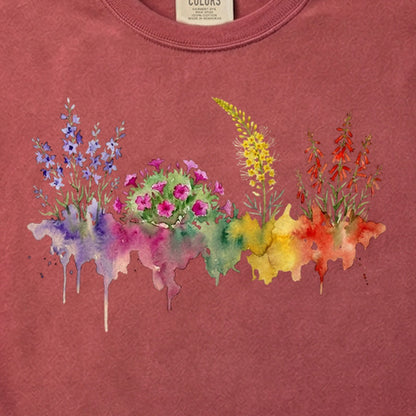 Watercolor Arches Wildflowers Cotton T-Shirt