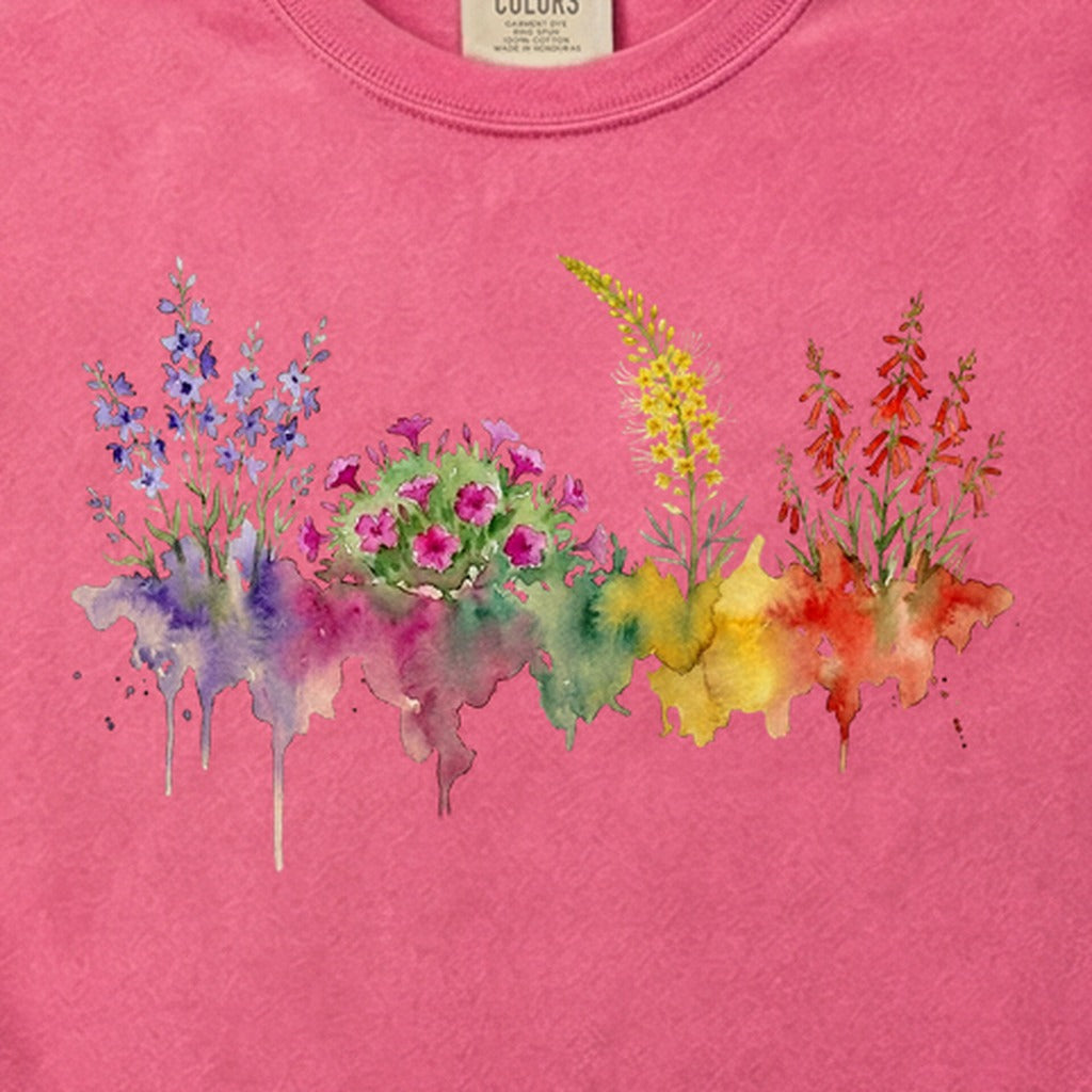 Watercolor Arches Wildflowers Cotton T-Shirt