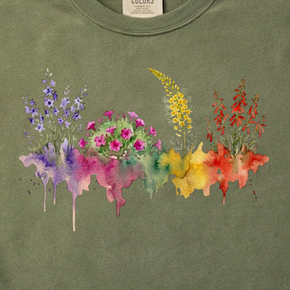 Watercolor Arches Wildflowers Cotton T-Shirt