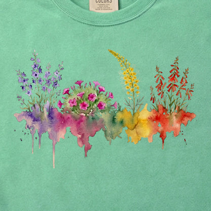 Watercolor Arches Wildflowers Cotton T-Shirt