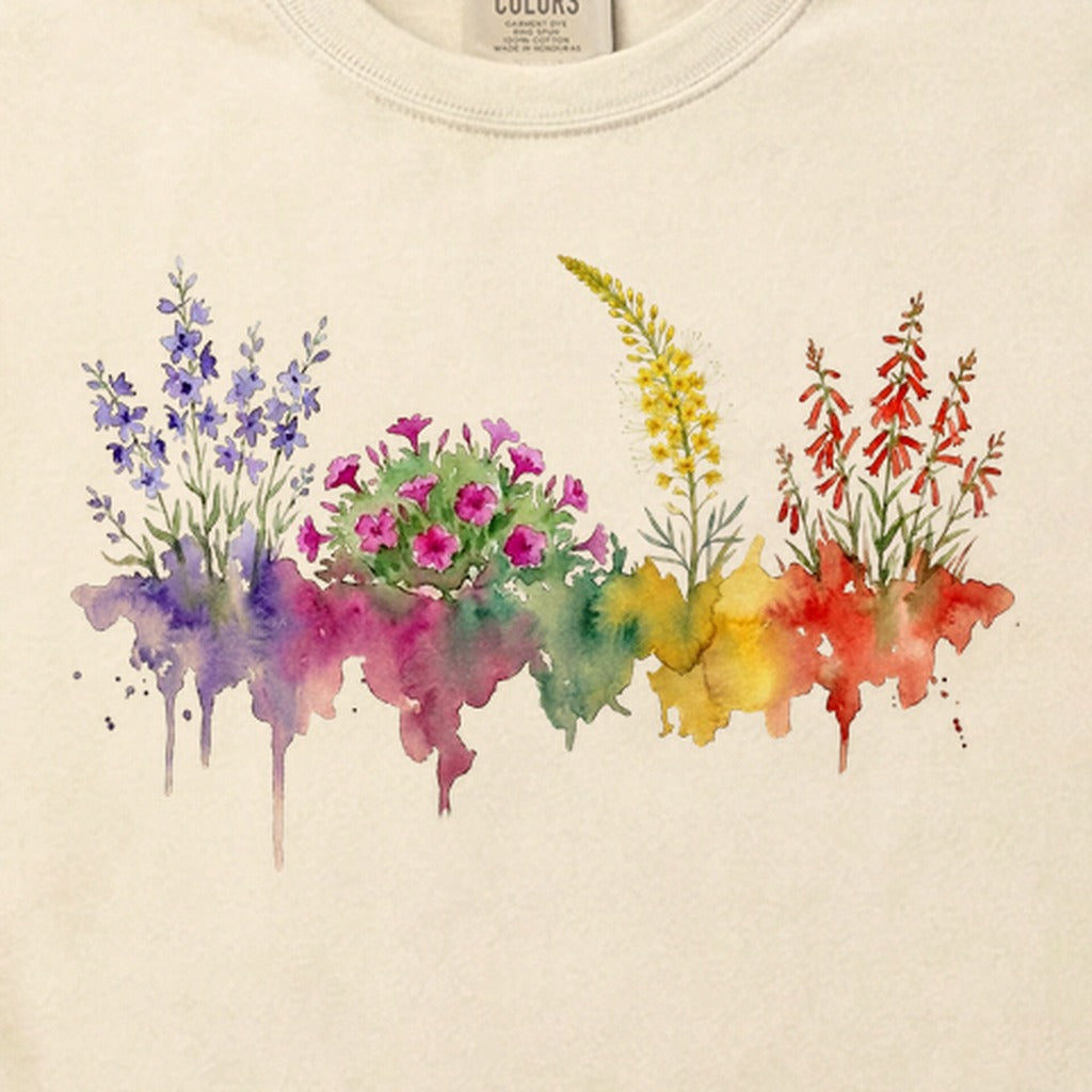 Watercolor Arches Wildflowers Cotton T-Shirt