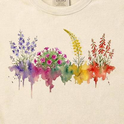 Watercolor Arches Wildflowers Cotton T-Shirt