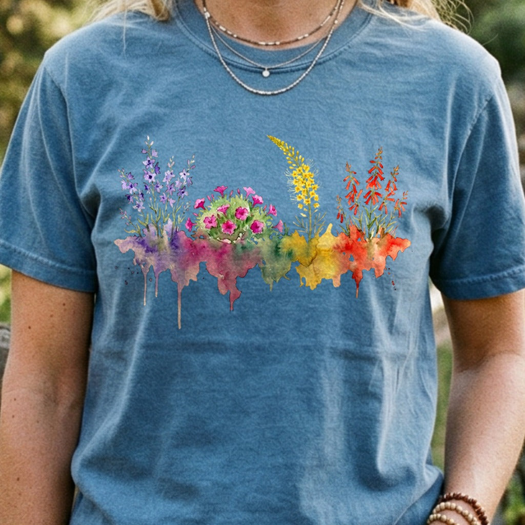 Watercolor Arches Wildflowers Cotton T-Shirt