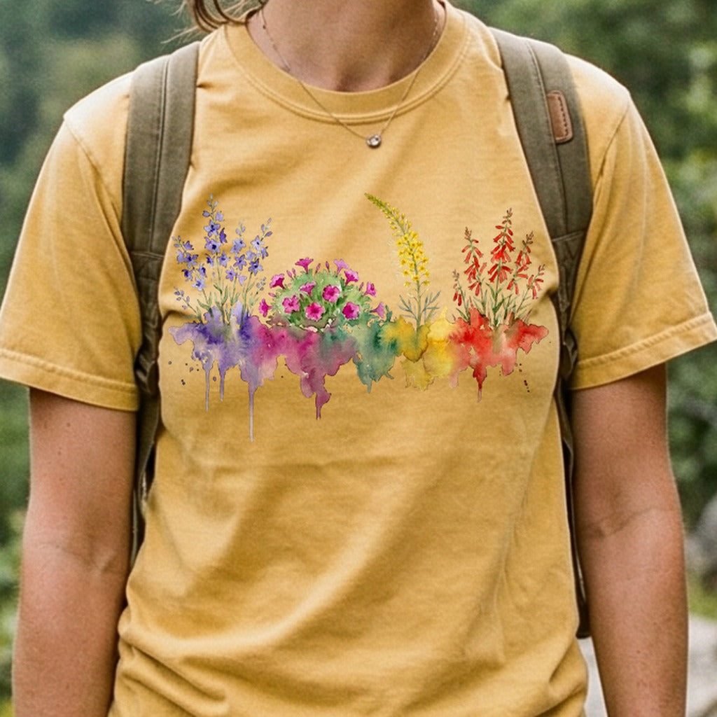 Watercolor Arches Wildflowers Cotton T-Shirt