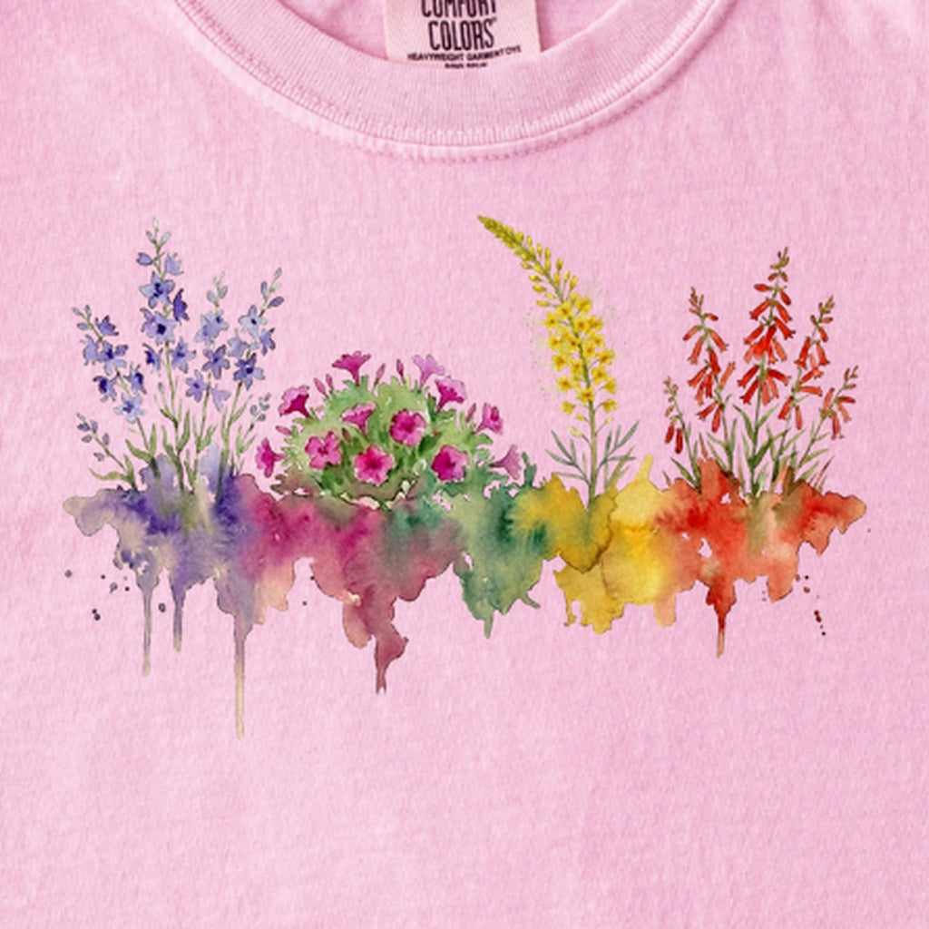 Watercolor Arches Wildflowers Kids Cotton T-Shirt