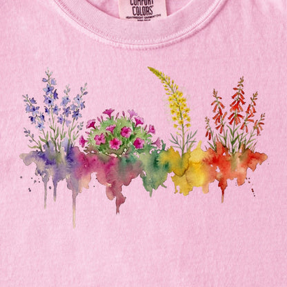 Watercolor Arches Wildflowers Kids Cotton T-Shirt