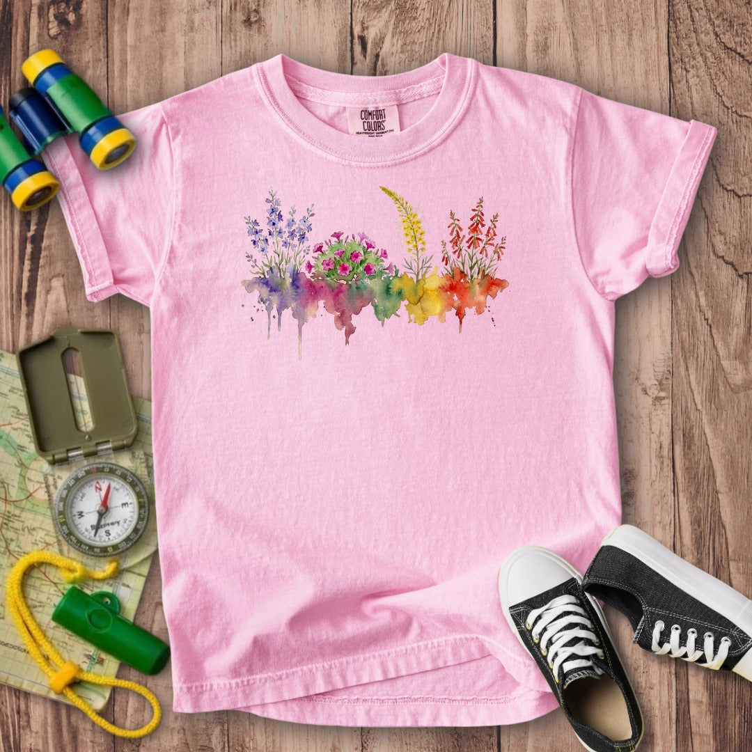 Watercolor Arches Wildflowers Kids Cotton T-Shirt