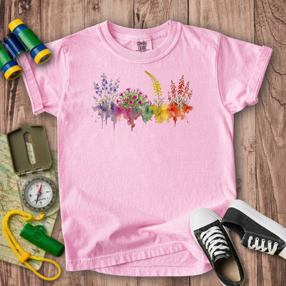 Watercolor Arches Wildflowers Kids Cotton T-Shirt