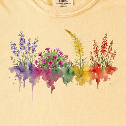 Watercolor Arches Wildflowers Kids Cotton T-Shirt