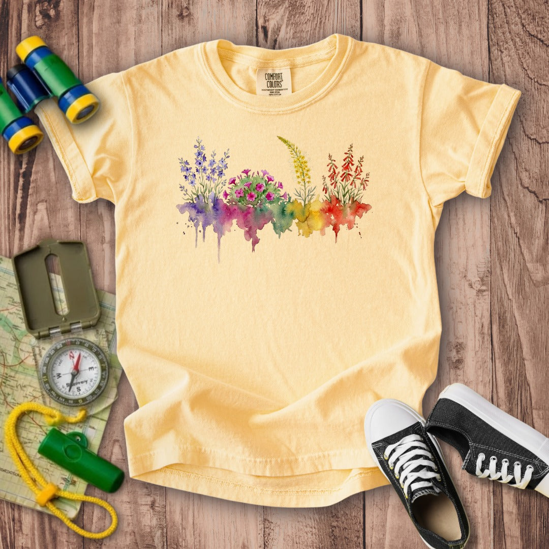 Watercolor Arches Wildflowers Kids Cotton T-Shirt