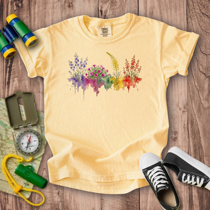 Watercolor Arches Wildflowers Kids Cotton T-Shirt