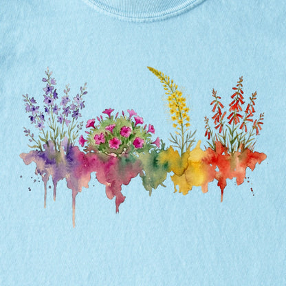 Watercolor Arches Wildflowers Kids Cotton T-Shirt