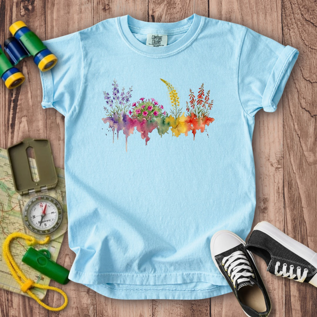 Watercolor Arches Wildflowers Kids Cotton T-Shirt