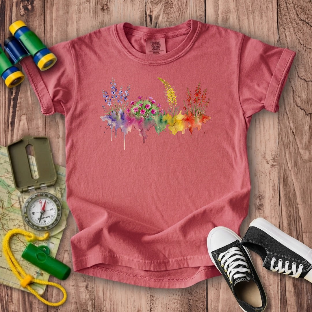 Watercolor Arches Wildflowers Kids Cotton T-Shirt