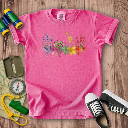 Watercolor Arches Wildflowers Kids Cotton T-Shirt
