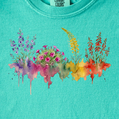 Watercolor Arches Wildflowers Kids Cotton T-Shirt