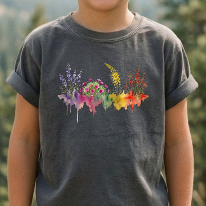 Watercolor Arches Wildflowers Kids Cotton T-Shirt
