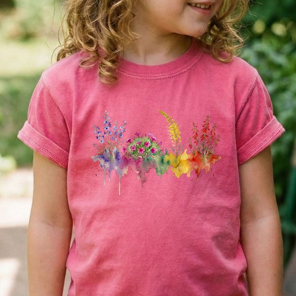 Watercolor Arches Wildflowers Kids Cotton T-Shirt