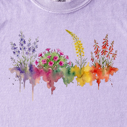 Watercolor Arches Wildflowers Kids Cotton T-Shirt