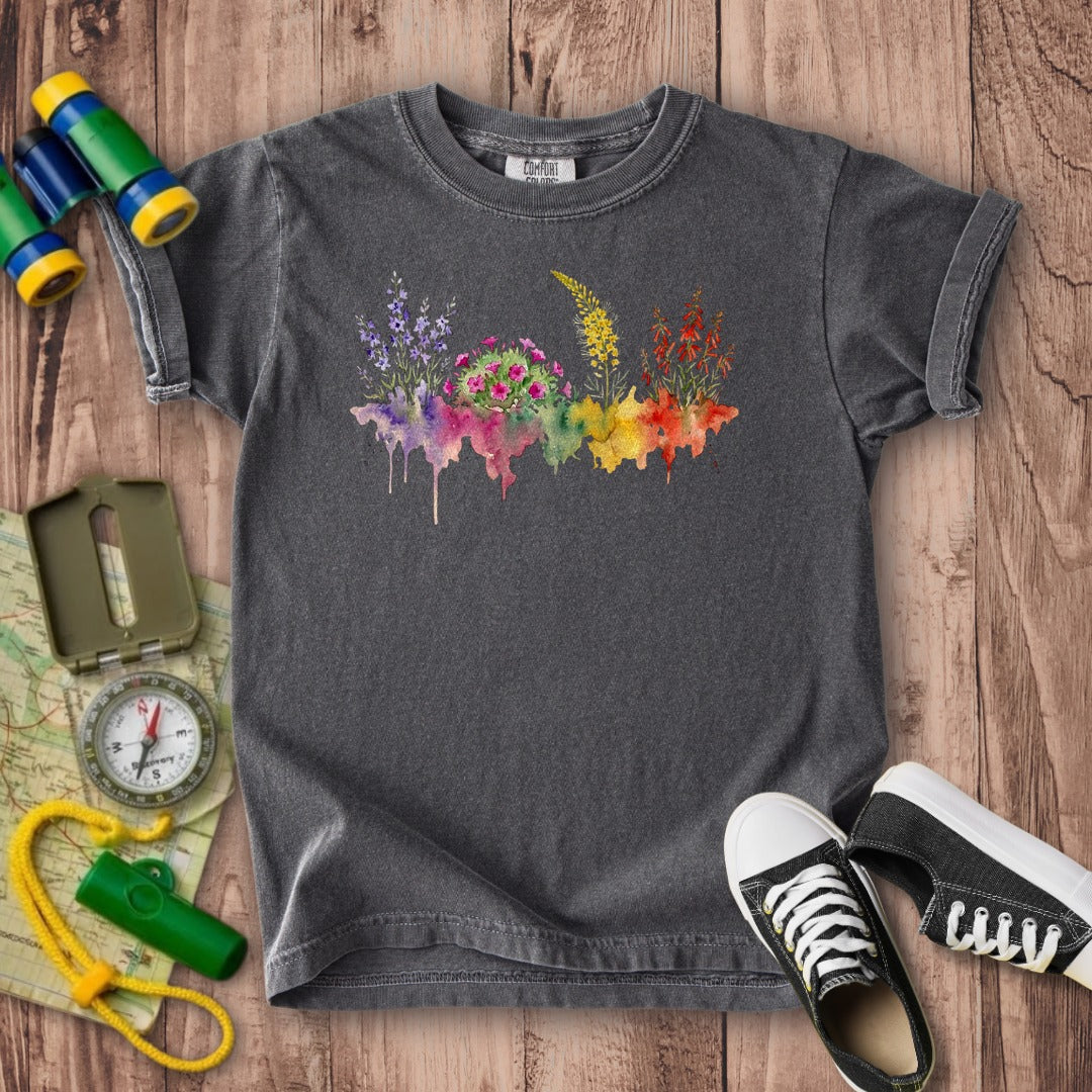 Watercolor Arches Wildflowers Kids Cotton T-Shirt