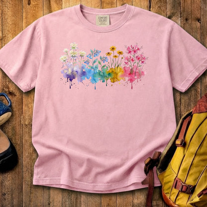 Watercolor Hot Springs Wildflowers Cotton T-Shirt