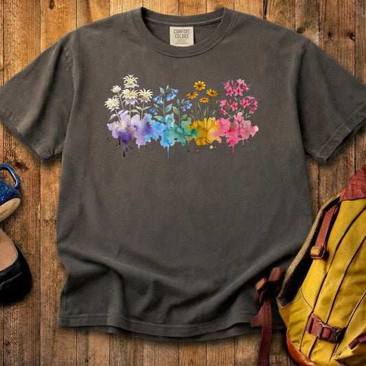 Watercolor Hot Springs Wildflowers Cotton T-Shirt