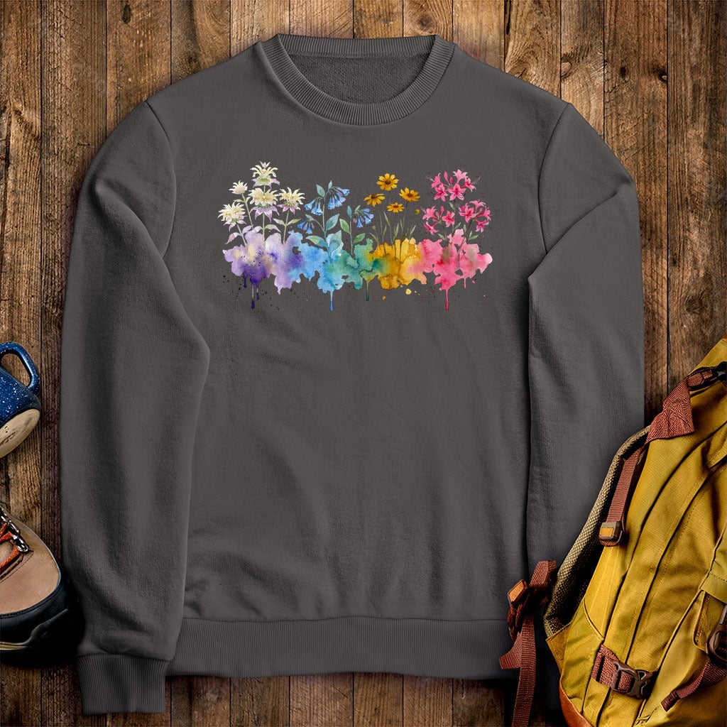 Watercolor Hot Springs Wildflowers Crewneck Sweatshirt