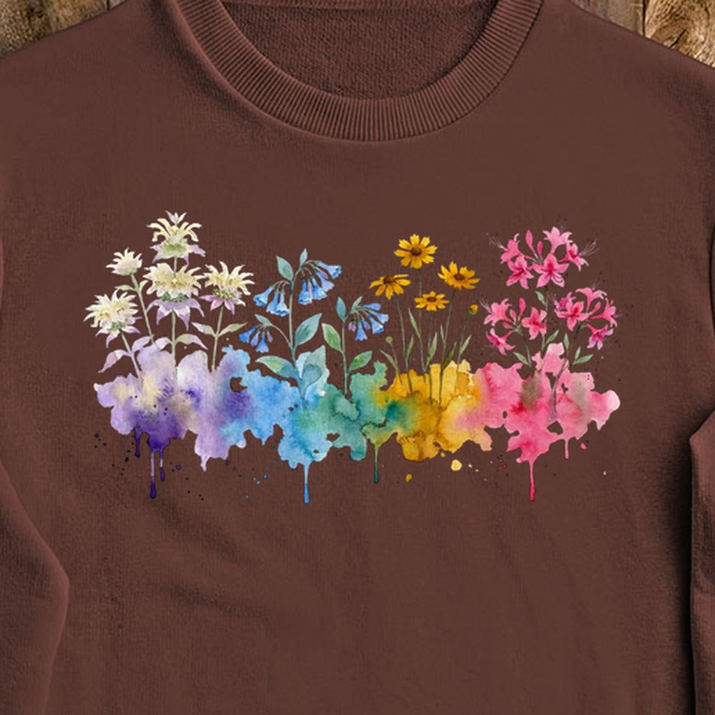 Watercolor Hot Springs Wildflowers Crewneck Sweatshirt