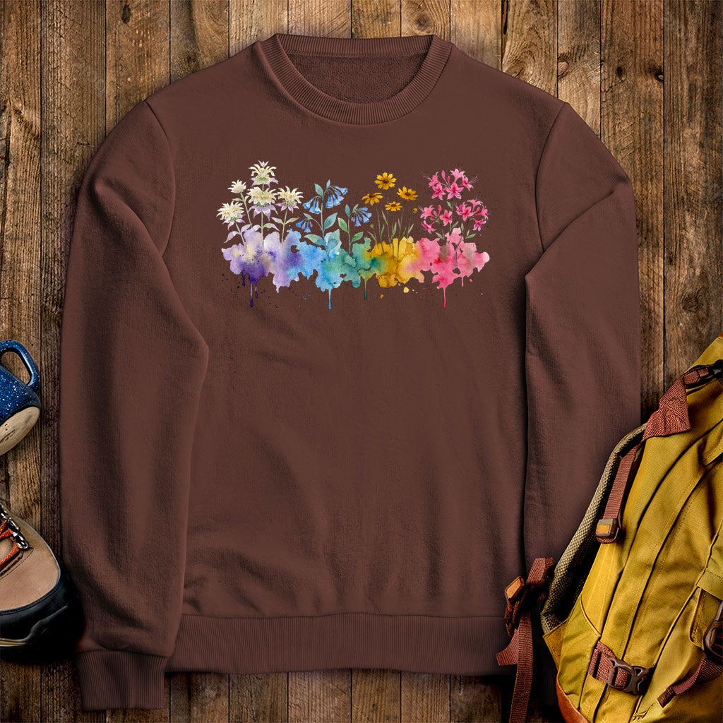 Watercolor Hot Springs Wildflowers Crewneck Sweatshirt