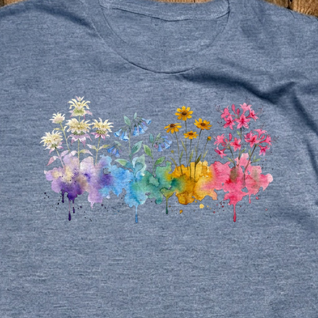 Watercolor Hot Springs Wildflowers T-Shirt