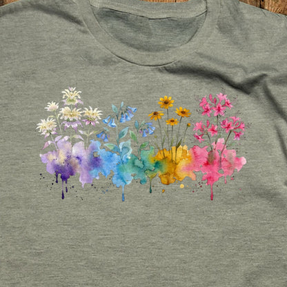 Watercolor Hot Springs Wildflowers T-Shirt