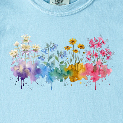 Watercolor Hot Springs Wildflowers Kids Cotton T-Shirt