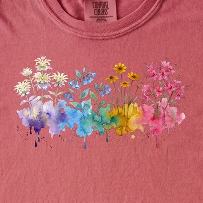 Watercolor Hot Springs Wildflowers Kids Cotton T-Shirt