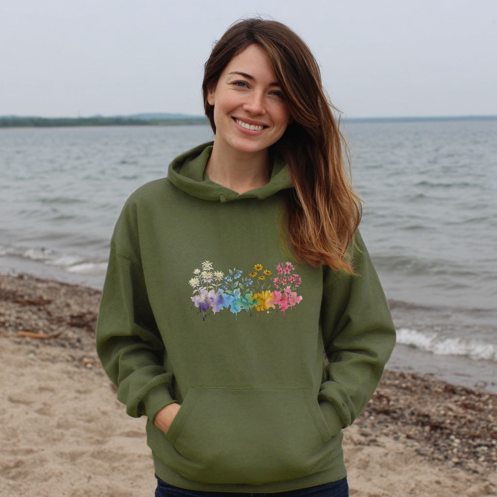Watercolor Hot Springs Wildflowers Hoodie
